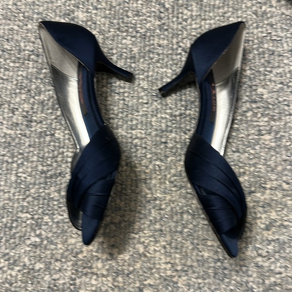 Nina Blue Elegant Peep-Toe Heels - Picture 2 of 6